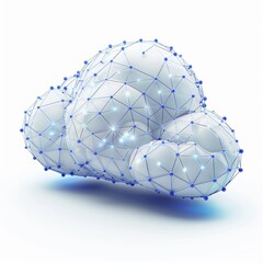 A 3D icon of a cloud with interconnected data points, symbolizing cloud computing and data storage. The design is futuristic and tech-savvy, suitable for projects related to technology or IT services.