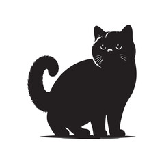 vector silhouette black cat in white background