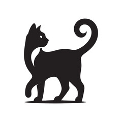 vector silhouette black cat in white background