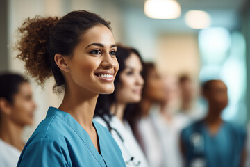 Fototapeta premium Generative AI Portrait of experienced doctor at hospital patient examination consultation medicare