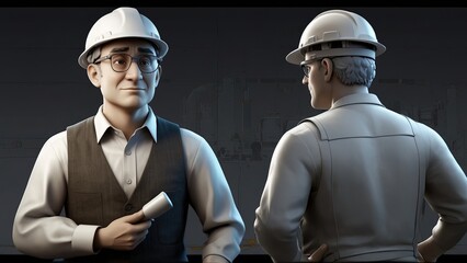 Engineer Character, Cute 3D Machine Engineer Character Clipart, 3D Animation Cartoon Style