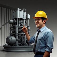 Engineer Character, Cute 3D Machine Engineer Character Clipart, 3D Animation Cartoon Style