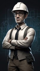 Engineer Character, Cute 3D Machine Engineer Character Clipart, 3D Animation Cartoon Style