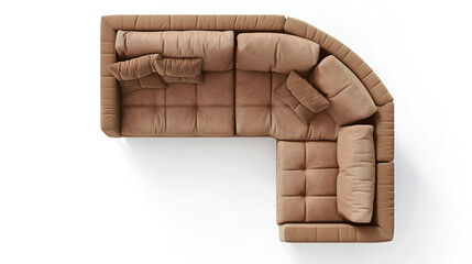 modern sofa, on isolated white background, top view