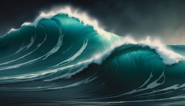 Seascape background blue crashing wave waves backdrop, banner poster header design