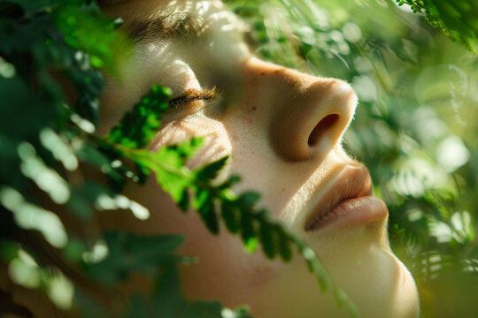 Relaxed yoga person meditating outdoors feel connection harmony with nature illustration made with Generative AI