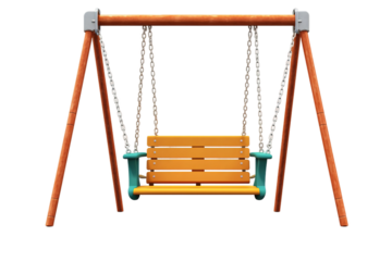Whimsical Wooden Swing Dance on White or PNG Transparent Background.