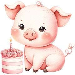 pig with cake