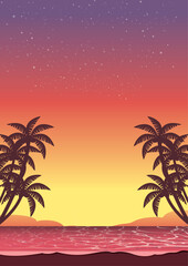 南国の海の夕日