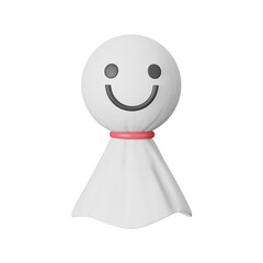 3D illustration smile Japanese doll rain  isolated on transparent background.