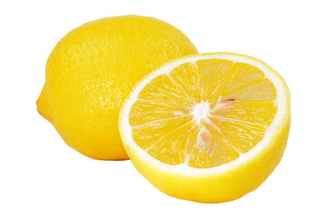 Whole yellow lemon and a half cutout