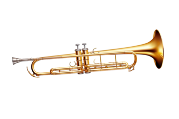 The Melodic Echo: A Brass Trumpets Serenade on White or PNG Transparent Background.