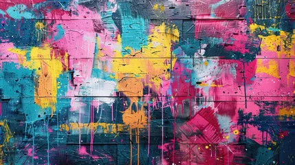 Acrylglasbilder Graffiti graffiti wall abstract background, Generative Ai not real photo, idea for artistic pop art background backdrop  © WrongWay