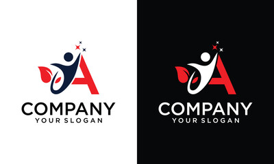 Creative Letter A People Logo Design Template Inspiration, Vector Illustration.