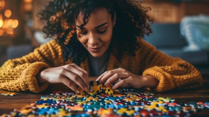 Women do leisurely activities like solving puzzles or playing board games. To relax and have fun