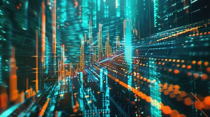 Fototapeta premium Investment concept depicted with double exposure of stock market chart hologram on a computer background