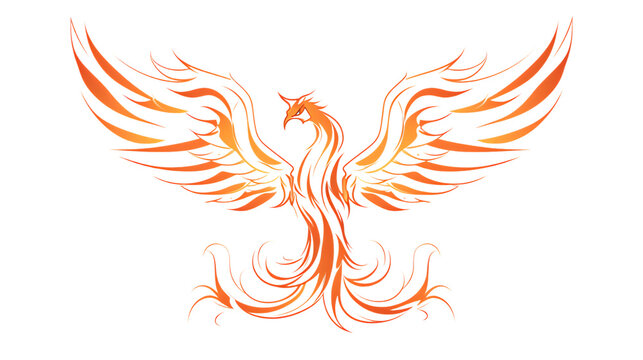 recommend clip art: Continuous one line drawing of phoenix bird. Flaming phoenix bird single outline vector design