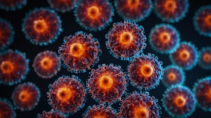 3D rendering of virus cells or bacteria molecule of different sizes.