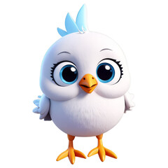3d illustration of white cute bird icon