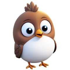 3d illustration of brown bird icon