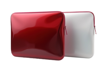 Harmony in Color: A Red and White Laptop Case Duo on White or PNG Transparent Background.