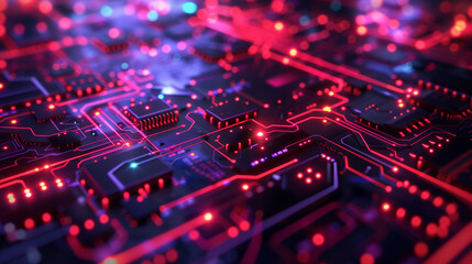 Fototapeta premium Abstract circuit cyberspace design created with Generative Ai technology 