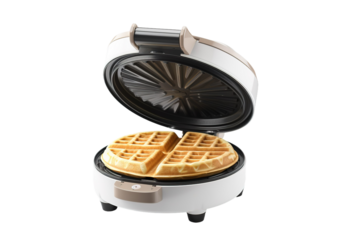 Wondrous Waffle Magic: A Waffle Maker Awakening on White or PNG Transparent Background.