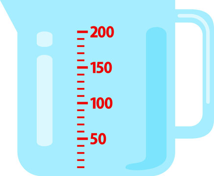 200mlまでの目盛り付きの透明の計量カップ