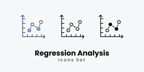 Regression Analysis icons vector set stock illustration