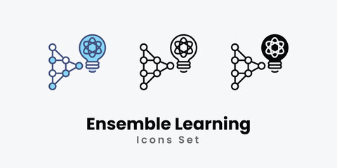 Ensemble Learning icons vector set stock illustration