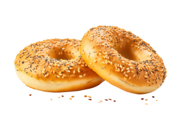 Twin Sesame Dance: a Bagel Ballet on White or PNG Transparent Background.