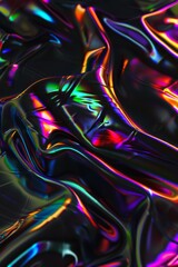 Fototapeta premium an iridescent holographic colored super smooth shiny black calm ocean texture pattern, background 
