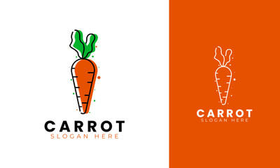 Carrot logo design. Vegetable symbol with colorful and line concept