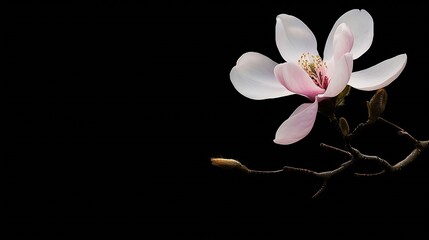 Obraz premium Magnolia flower isolated on a dark background spring flower blooming trees : Generative AI