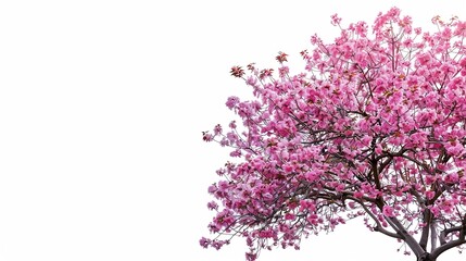 Obraz premium blossoming pink sacura tree isolated on white background : Generative AI