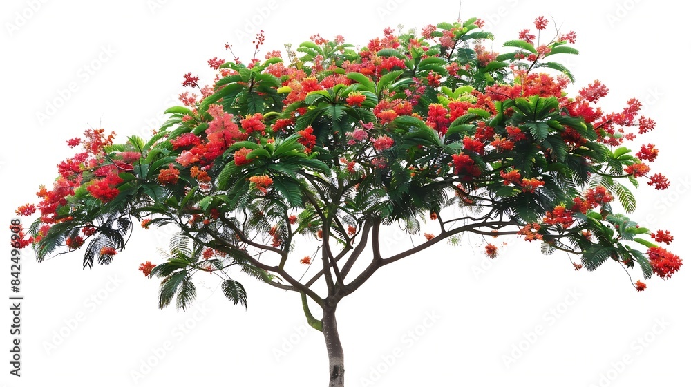Poster tree isolated on white backgroundflame tree or royal poinciana tree with clipping paths for garden d