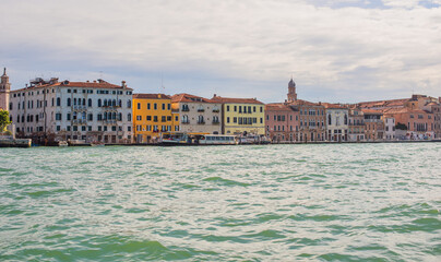 Landscape of Venice views, concept of vacation in Italy. Old part of city center. Ideas for journey.