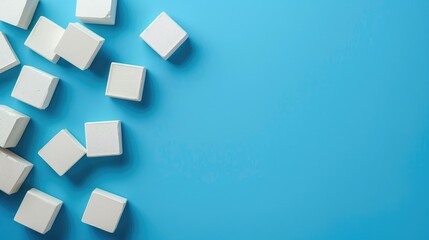 Promotion symbol Messaging bricks on blue background table