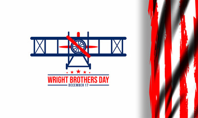 Wright Brothers Day on December 17th . Illustration of the First Successful Flight in a Mechanically Propelled Airplane
