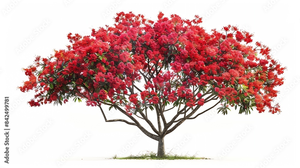 Poster tree isolated on white backgroundflame tree or royal poinciana tree with clipping paths for garden d