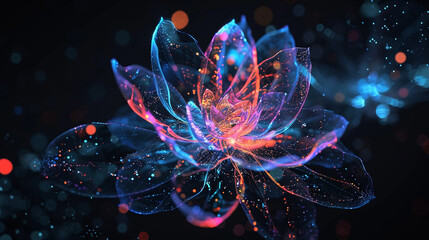 Beautiful lotus on a dark magical fairytale background