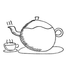 Obraz premium Coffee ,tea and bakery doodle with pencil drawing