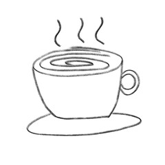 Coffee ,tea and bakery doodle with pencil drawing