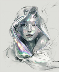A beautiful portrait with highlights, light, radiance. Abstract character portrait