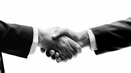 Professional Businessmen Shaking Hands in Agreement on White Background - Close-Up of Corporate Handshake, Trust and Partnership