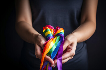 Nonformal stylish gay person on gay pride month holiday made by Generative AI technology