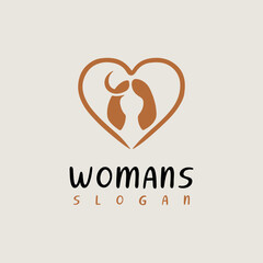 Womans Heart Logo, Beauty woman face colorful and heart love logo Vector