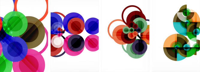Set of circles geometric abstract posters. Abstract backgrounds for wallpaper, business card, cover, poster, banner, brochure, header, website
