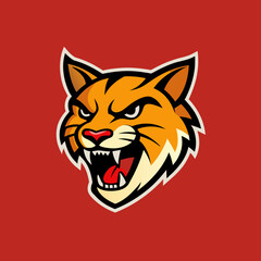 Striking Sports Logo of a Snarling Wildcat in Profile