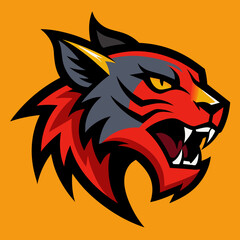 Striking Sports Logo of a Snarling Wildcat in Profile